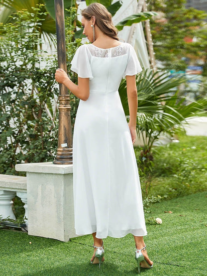 Women's Elegant Boat Neck A-Line Midi Dress
