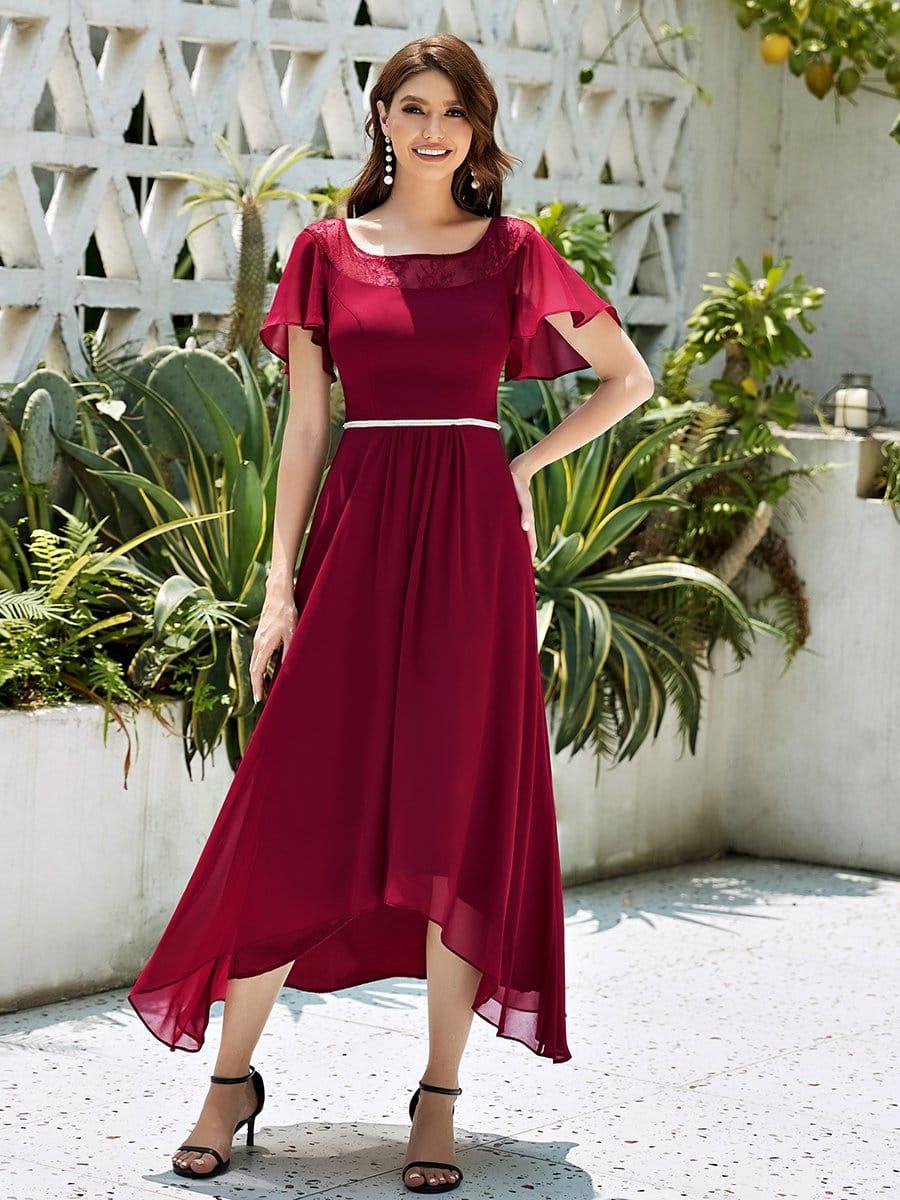 Women's Elegant Boat Neck A-Line Midi Dress