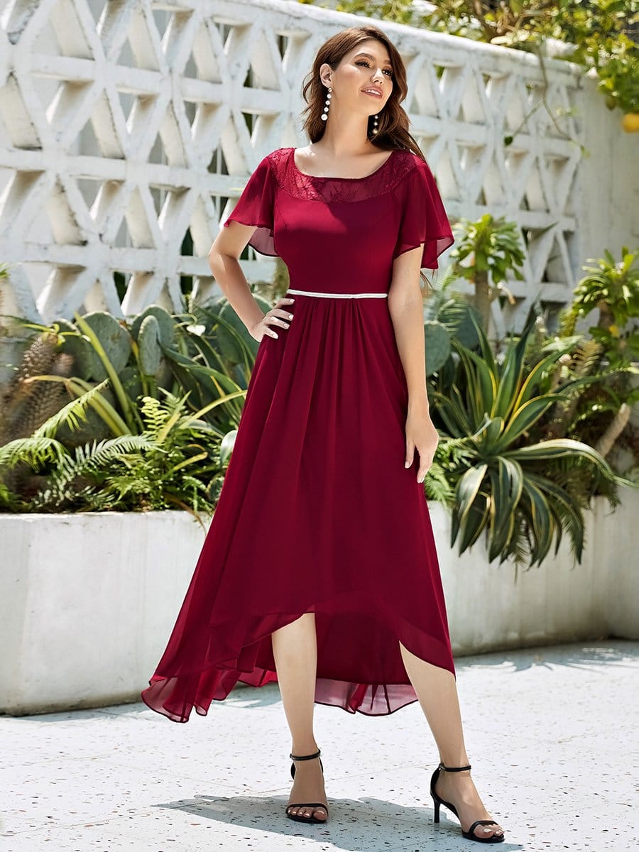 Women's Elegant Boat Neck A-Line Midi Dress
