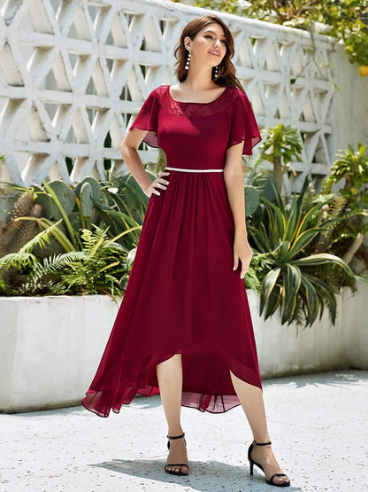 Women's Elegant Boat Neck A-Line Midi Dress