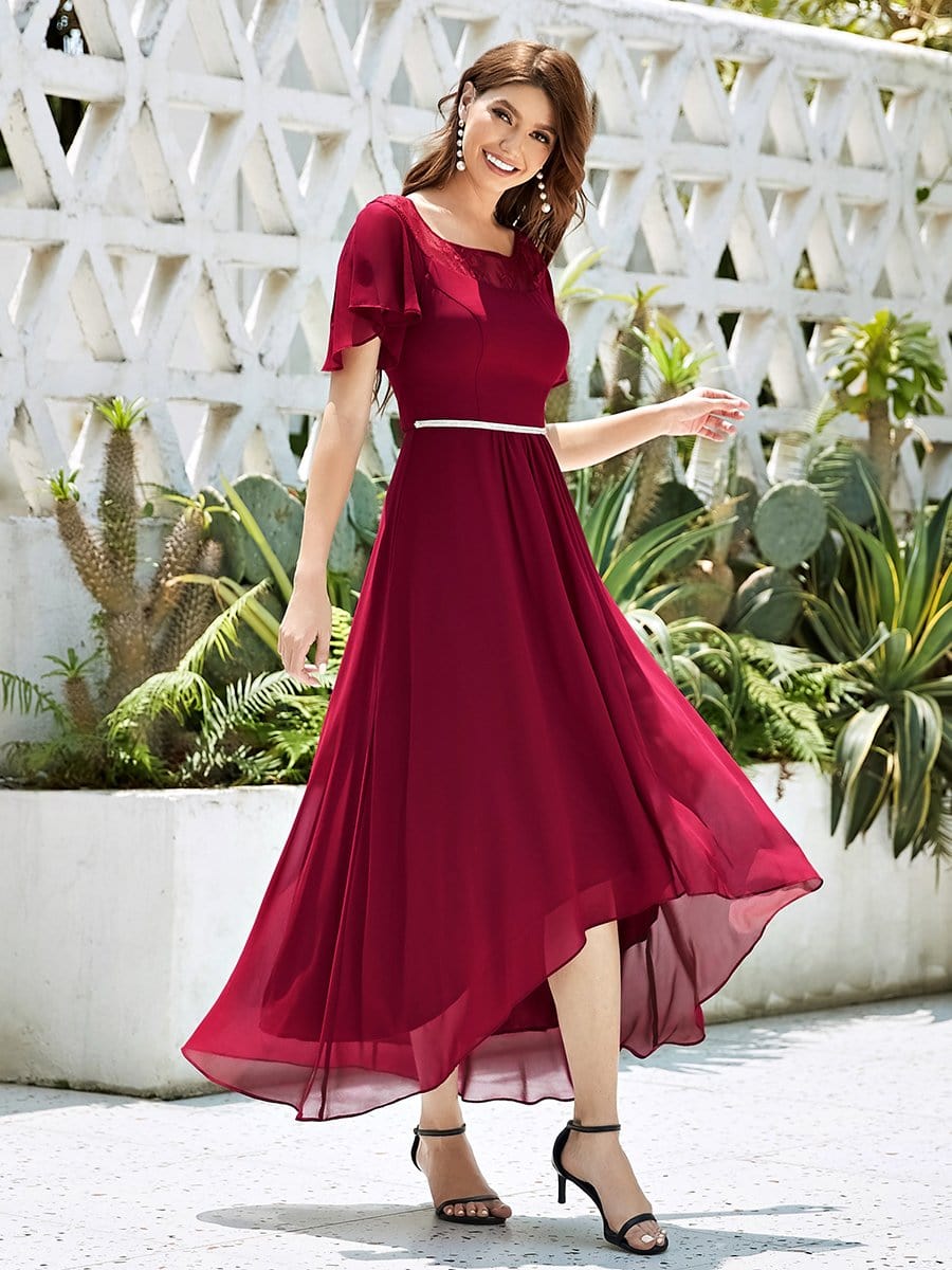 Women's Elegant Boat Neck A-Line Midi Dress