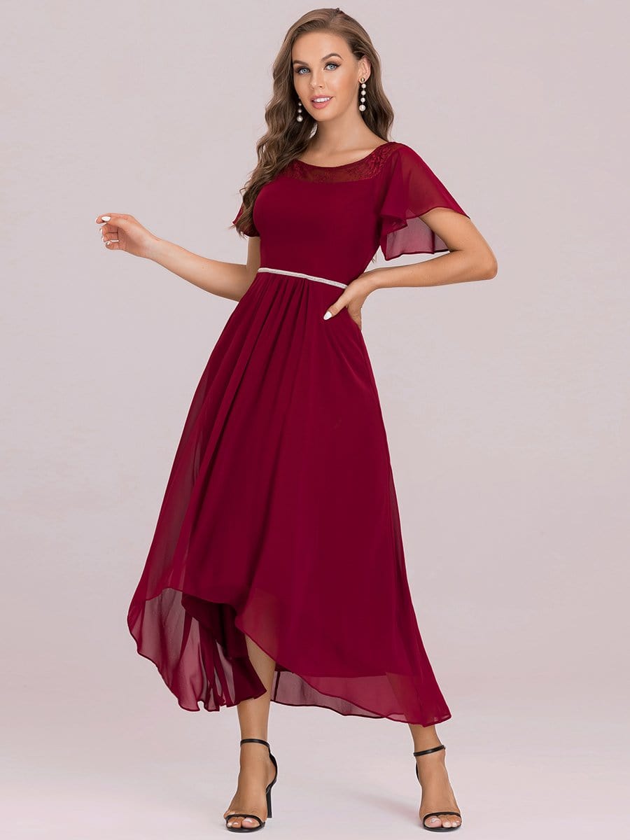 Women's Elegant Boat Neck A-Line Midi Dress