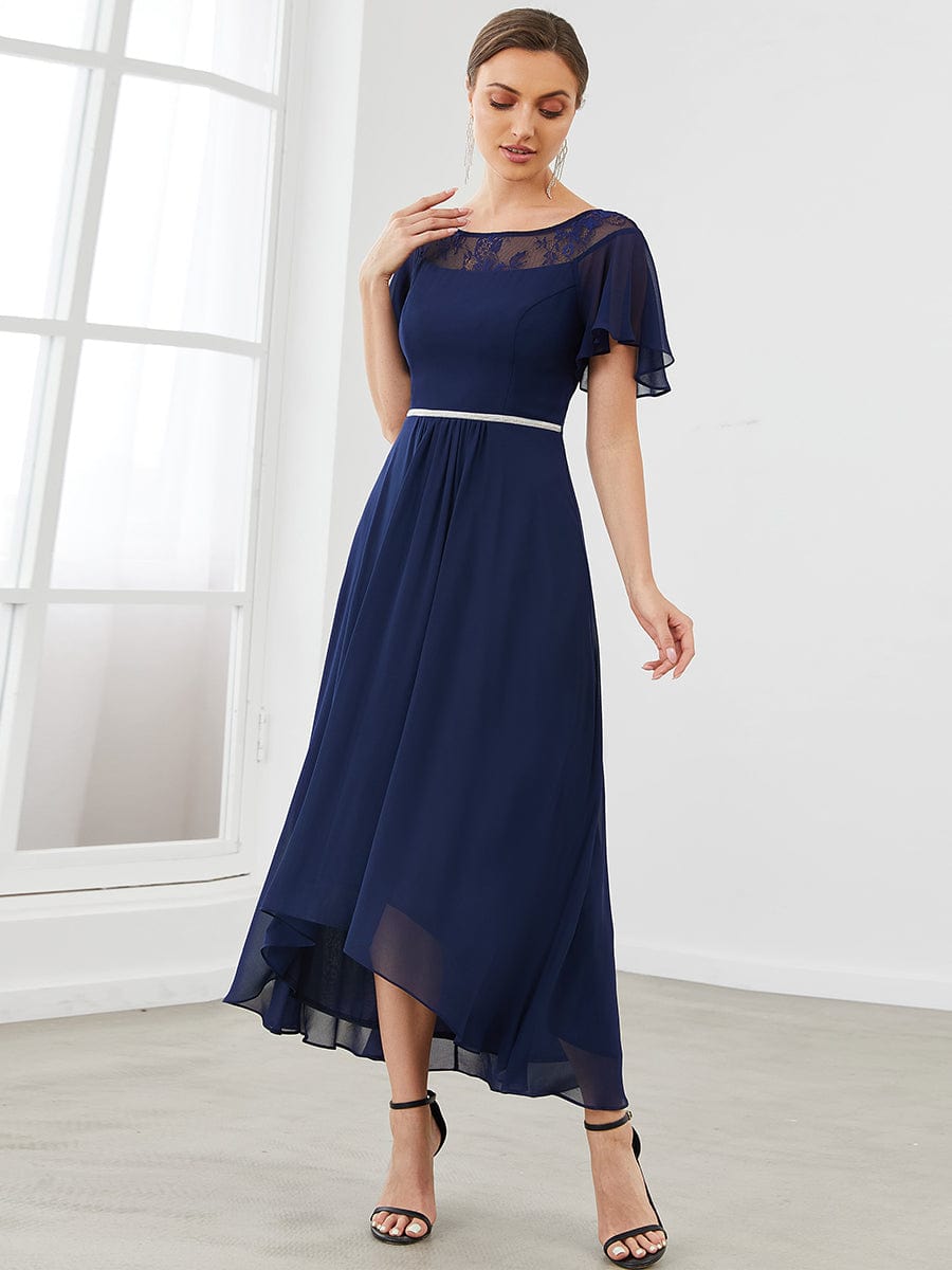 Women's Elegant Boat Neck A-Line Midi Dress
