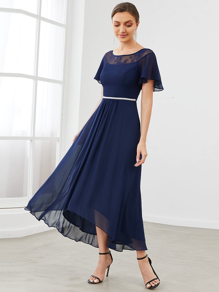 Women's Elegant Boat Neck A-Line Midi Dress