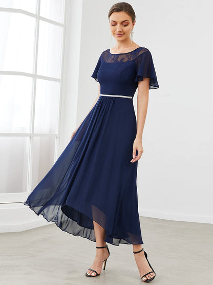Women's Elegant Boat Neck A-Line Midi Dress