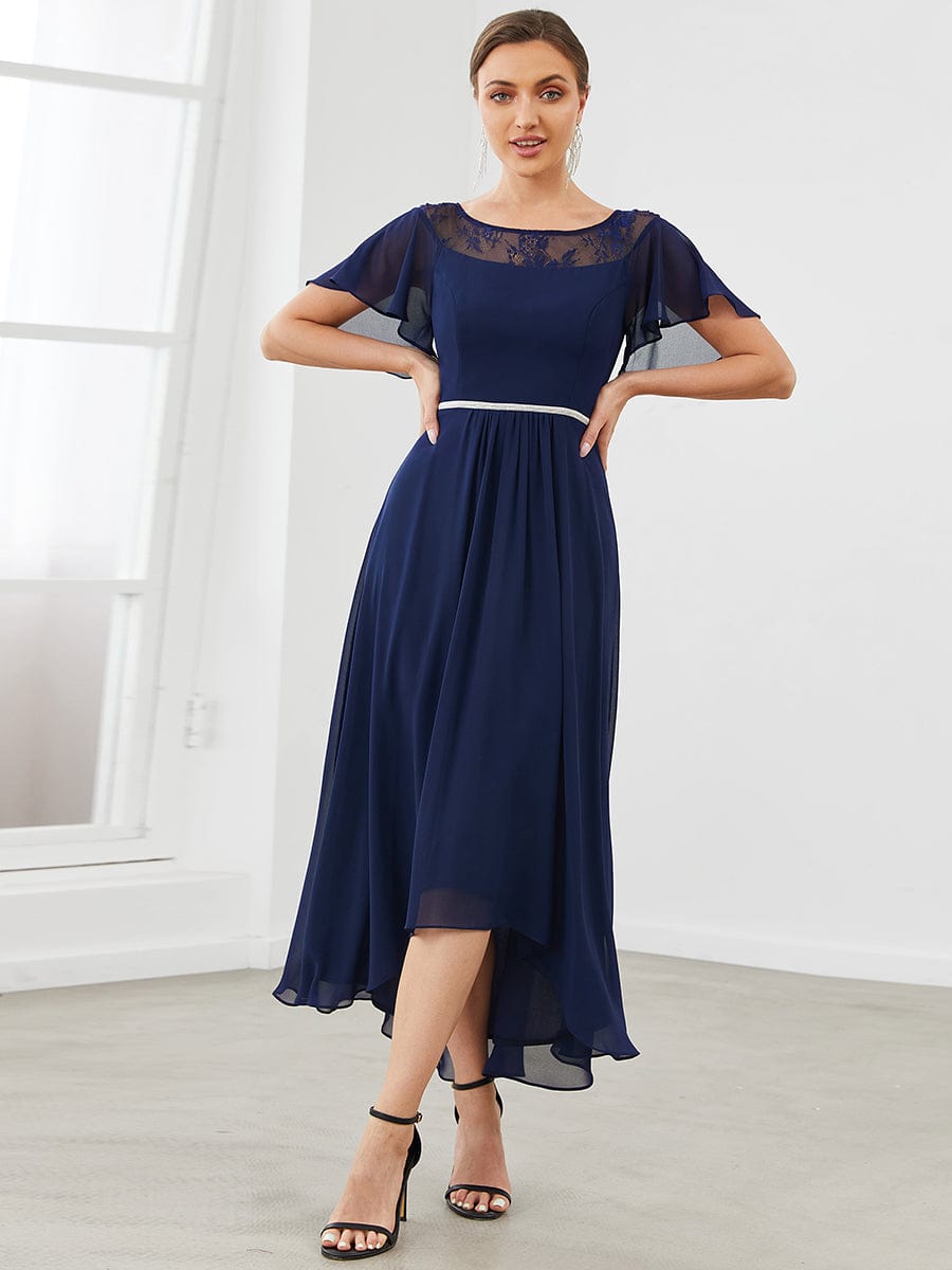 Women's Elegant Boat Neck A-Line Midi Dress