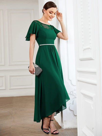 Women's Elegant Boat Neck A-Line Midi Dress