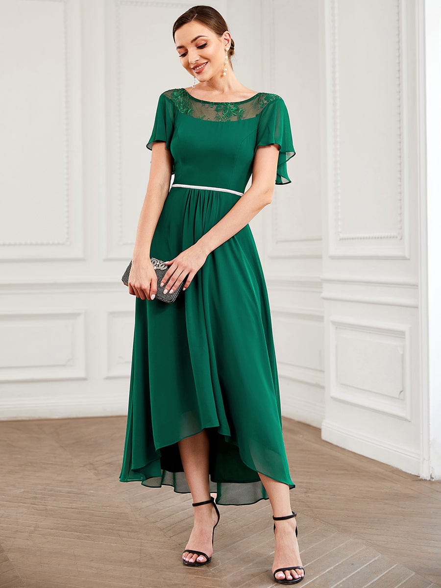 Women's Elegant Boat Neck A-Line Midi Dress