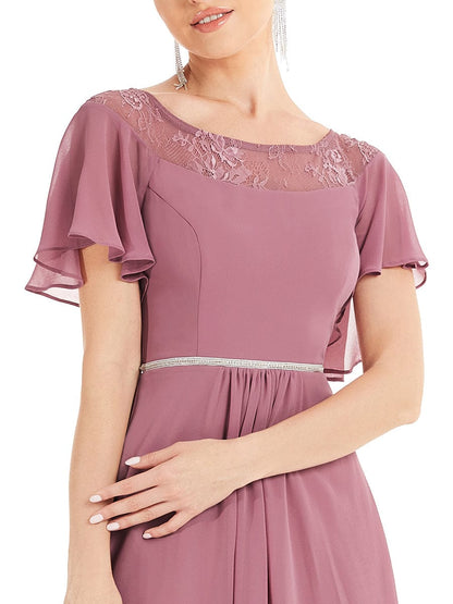 Women's Elegant Boat Neck A-Line Midi Dress