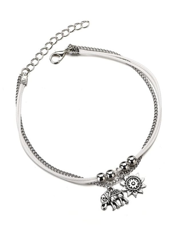 Women's Elegant Elephant Sun Alloy Ankle Bracelet for Daily and Holiday Wear