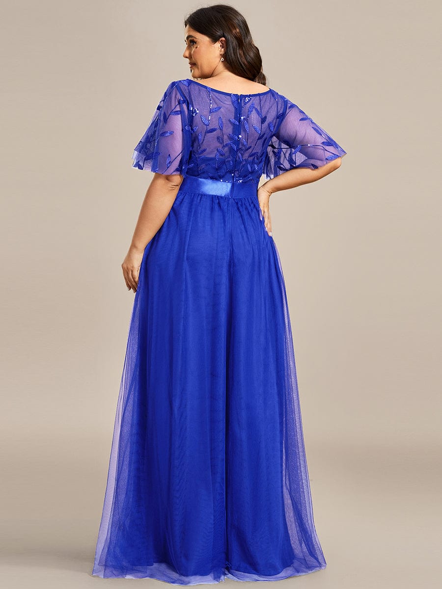 Women's Elegant Embroidered A-Line Floor Length Evening Dress