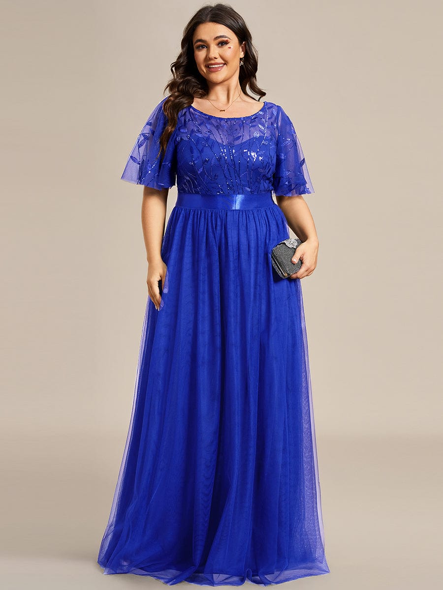 Women's Elegant Embroidered A-Line Floor Length Evening Dress