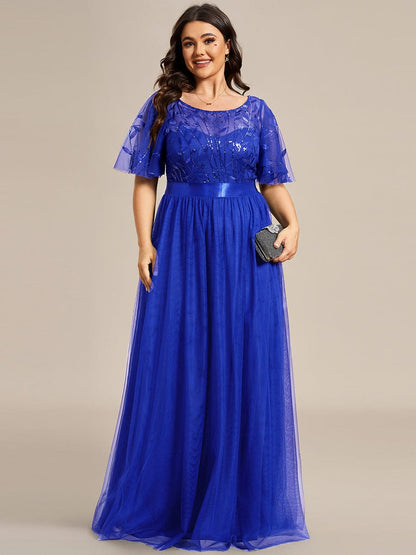 Women's Elegant Embroidered A-Line Floor Length Evening Dress