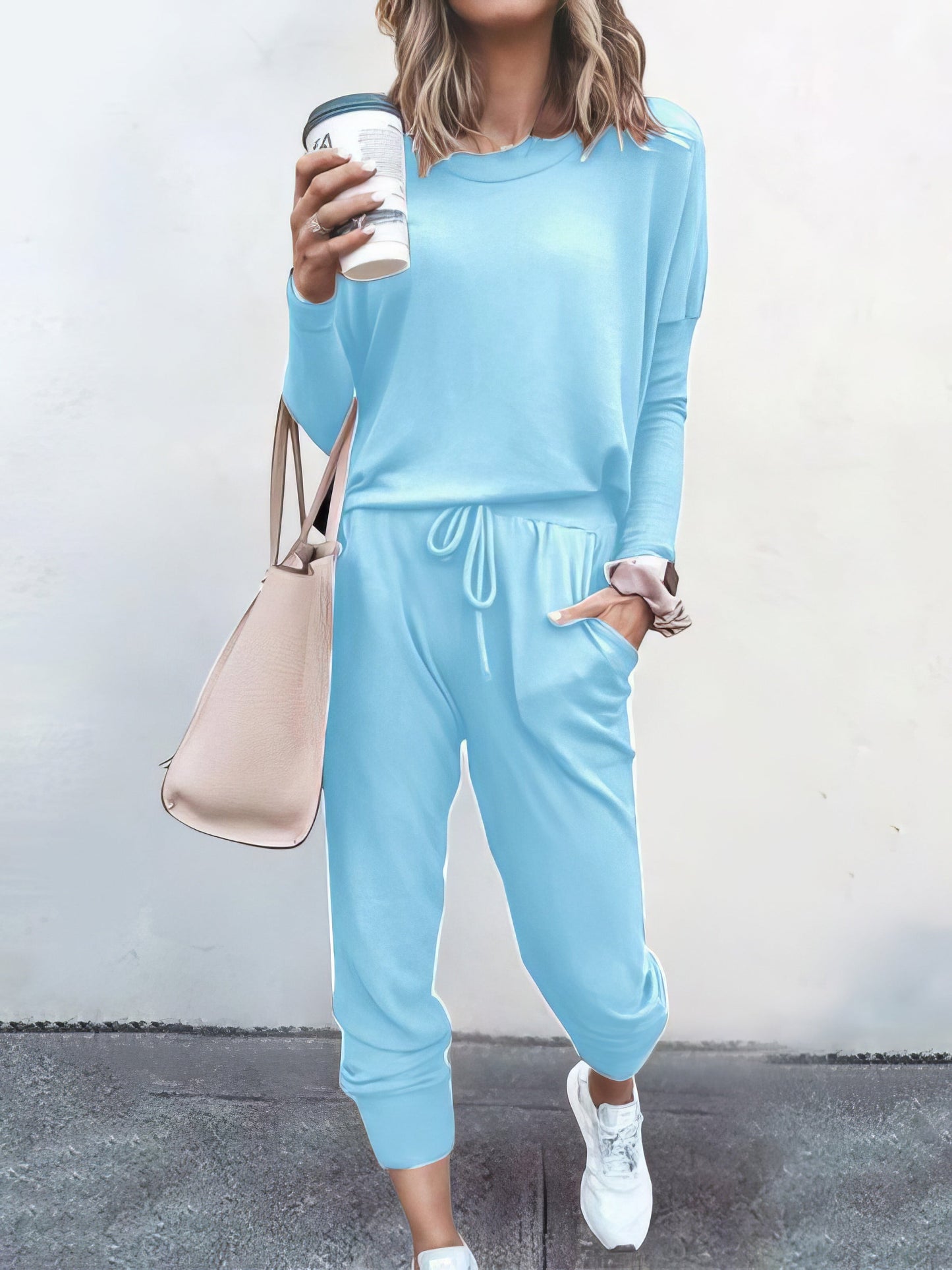 Pajamas - Color Long Sleeve Long Pants Pajamas Set - MsDressly