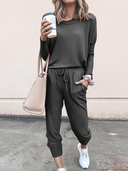 Pajamas - Color Long Sleeve Long Pants Pajamas Set - MsDressly