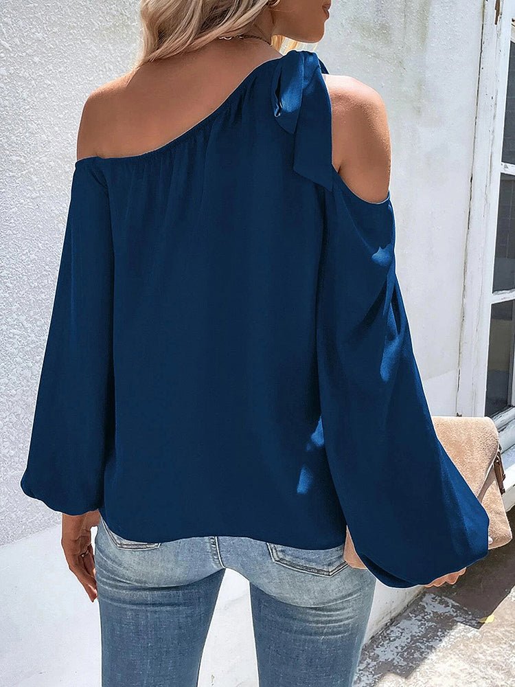 Blouses - Chiffon Temperament Off Shoulder Tie Loose Blouse - MsDressly