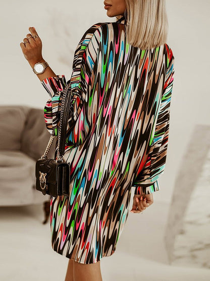 Blouses - Colorful Long Sleeves Abstract Print Blouse - MsDressly
