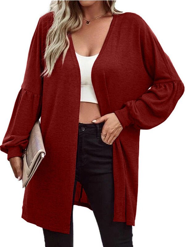 Solid Color Fashion Knitting Long Sleeved Cardigan