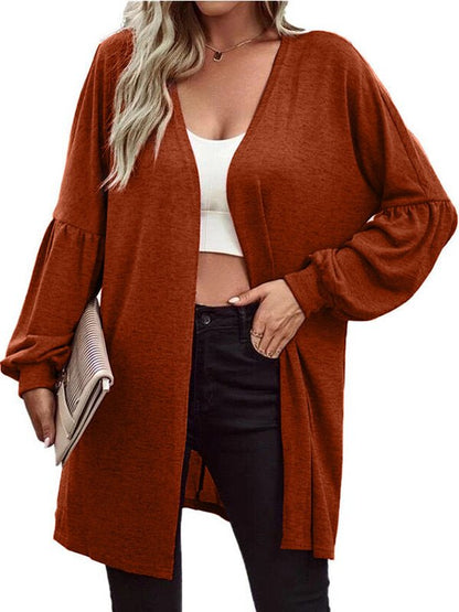 Solid Color Fashion Knitting Long Sleeved Cardigan