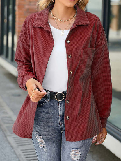 Corduroy Solid Button Cardigan Coat