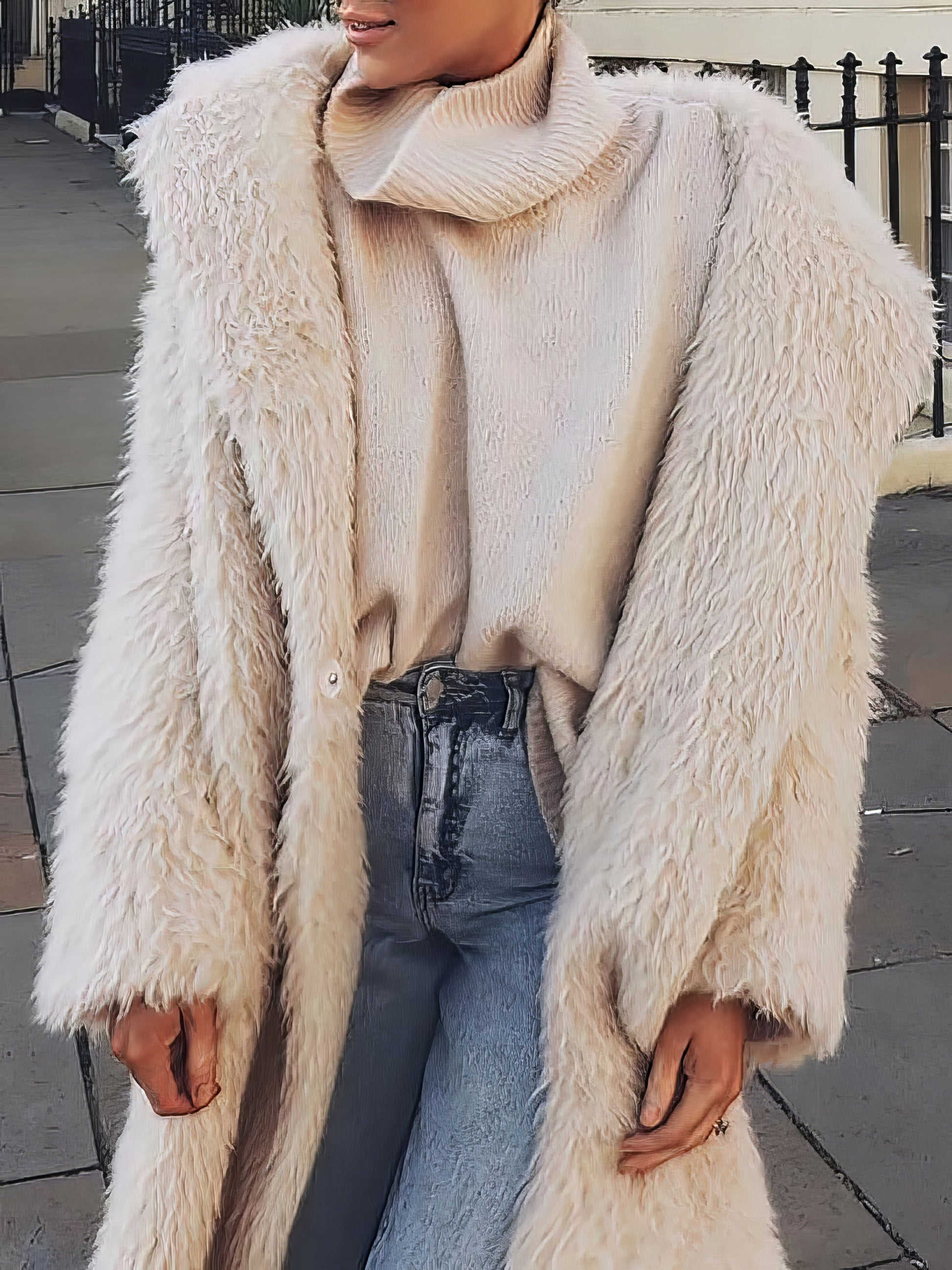 Coats - Women's Coats Lamb Wool Lapel Long Sleeve Long Coat - MsDressly