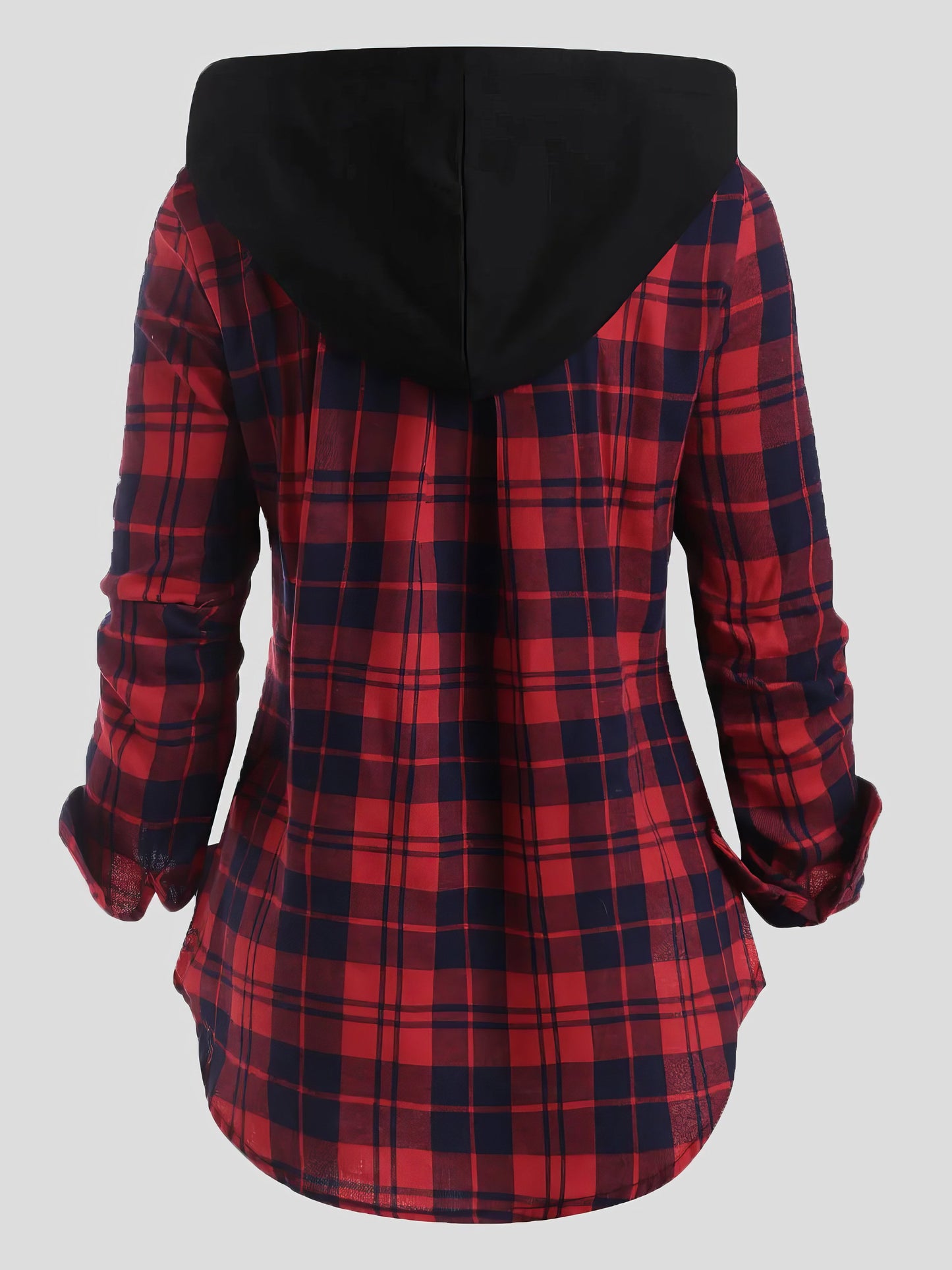 Coats - Plaid Pocket Zipper Long Sleeve Hooded Coats - MsDressly