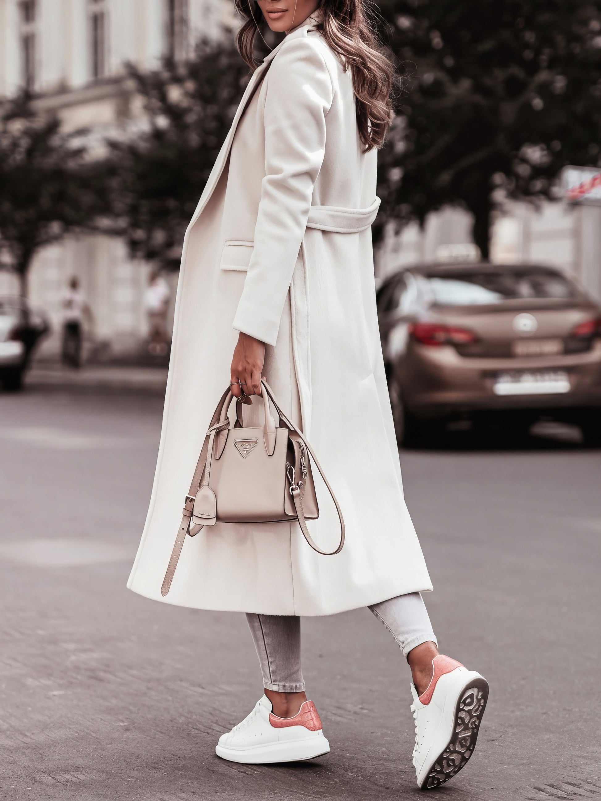 Coats - Simple Long Sleeve V-Neck Tie Woolen Coat - MsDressly