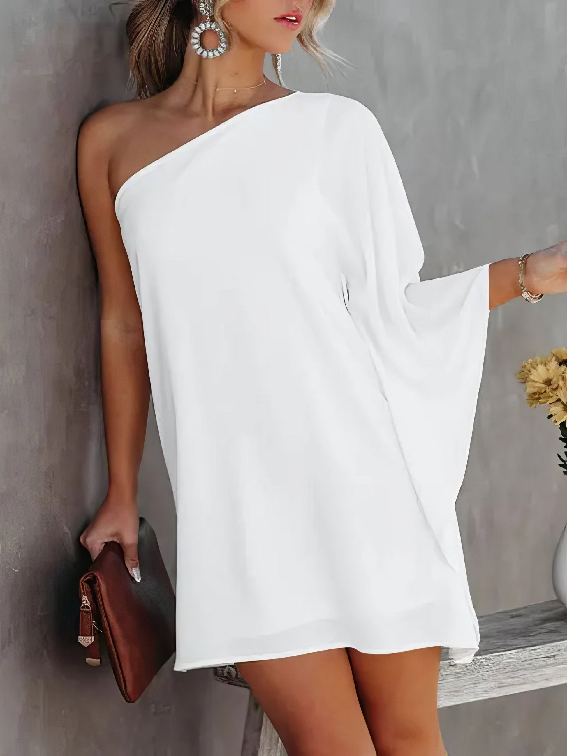 Mini Dresses - Gradient One-Shoulder Casual Dress - MsDressly