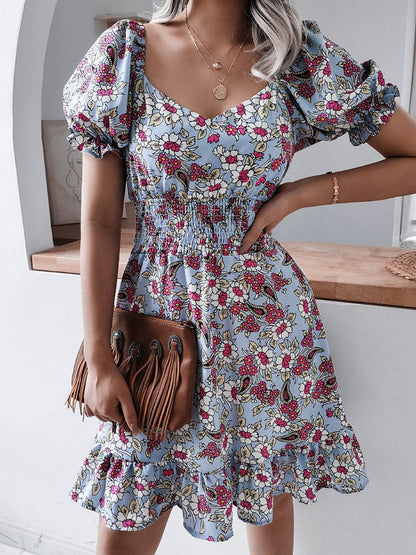 Mini Dresses - New Sweet Casual Ruffle Short-Sleeved Mini Dress - MsDressly