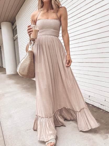 Maxi Dresses - One Word Collar Halterneck Fungus Dress - MsDressly