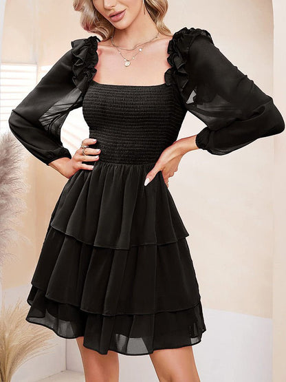 Mini Dresses - Slim Square Neck Mini Dress - MsDressly