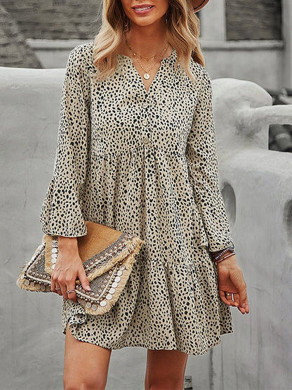 Temperament Commuter Leopard Sexy Mini Dress