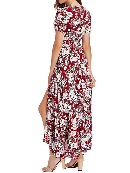 Maxi Dresses - Vintage Ethnic Pattern V-Neck Loose Maxi Dress - MsDressly