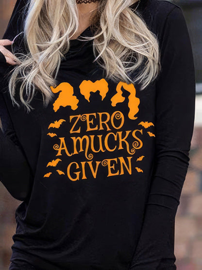 Hoodies - Letter Print Long Sleeve Hoody - MsDressly