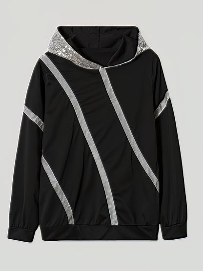 Hoodies - Women's Hoodies Loose Sequined Long Sleeve Hoodie - MsDressly