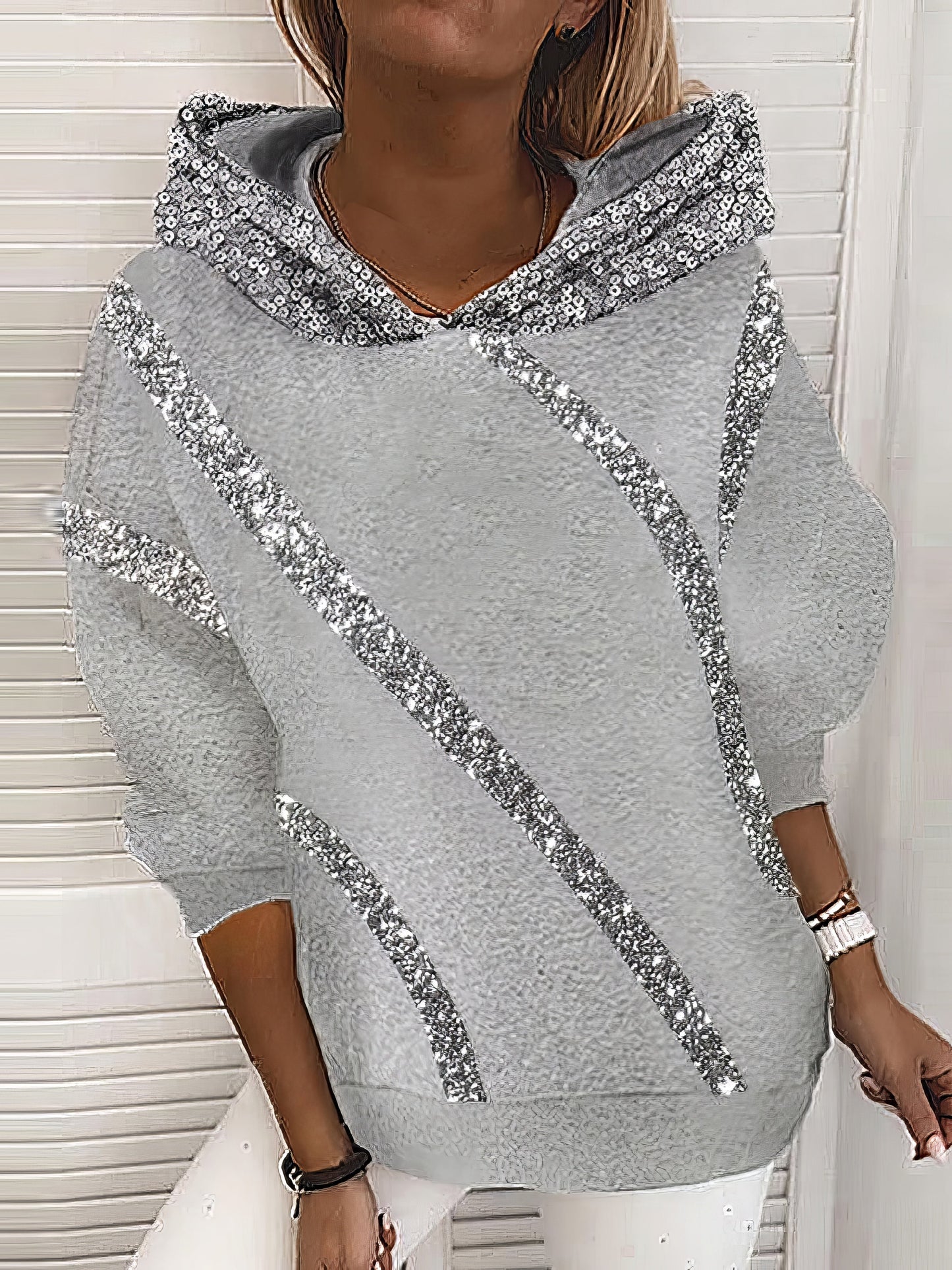Women's Hoodies Loose Sequined Long Sleeve Hoodie