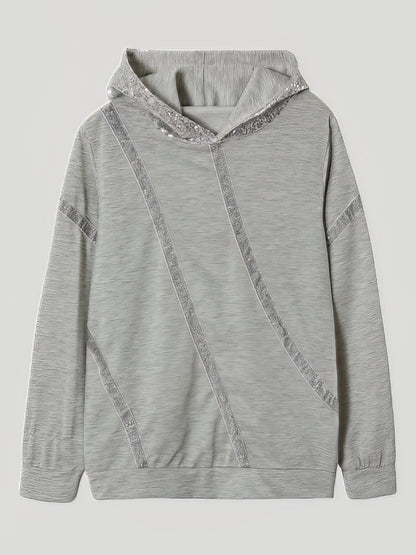 Hoodies - Women's Hoodies Loose Sequined Long Sleeve Hoodie - MsDressly