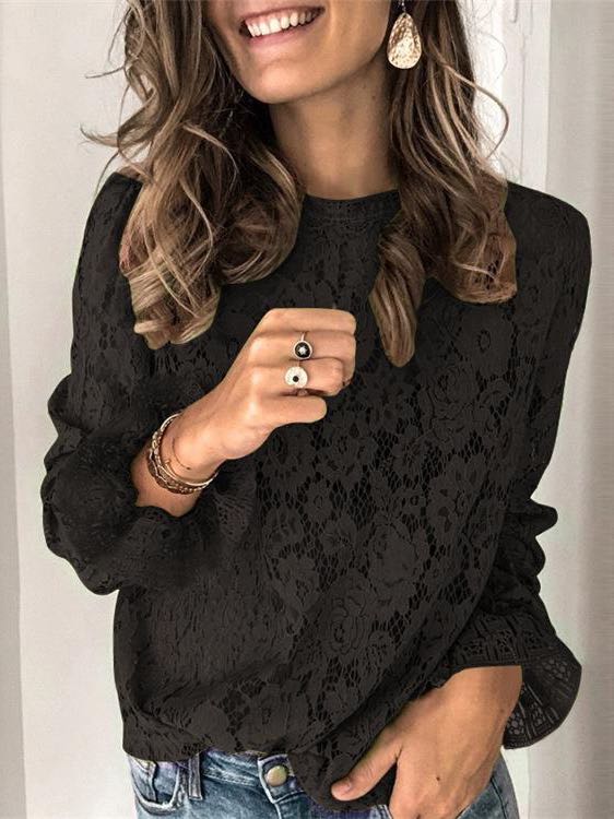 Blouses - Women's Popular Hollow Lace Shirt - MsDressly