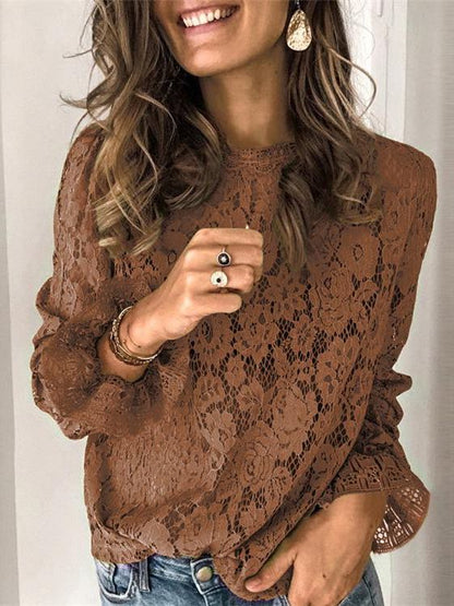 Blouses - Women's Popular Hollow Lace Shirt - MsDressly