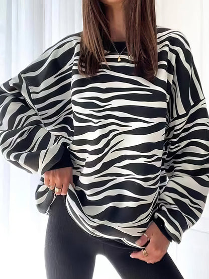 Loose Large Print Long Sleeve Hoodie