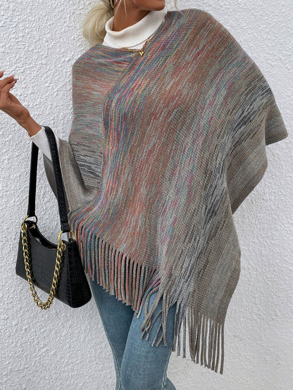 Sweaters - Casual Colorful Fringe Shawl Sweater - MsDressly