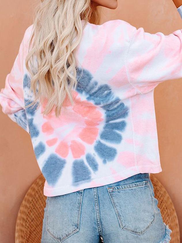 T-Shirts - Gradient Tie-Dye Long Sleeve Pullover Loose T-Shirts - MsDressly