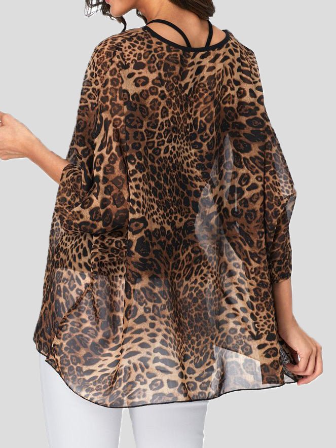 T-Shirts - Leopard Print Sun Protection Bikini Top - MsDressly