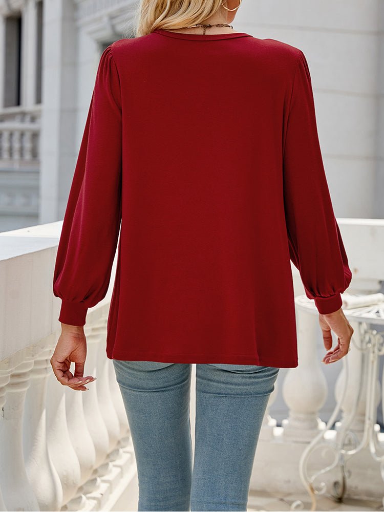 T-Shirts - Loose Casual Fold Round Neck T-Shirt - MsDressly