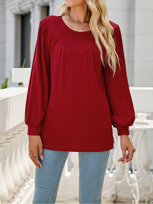 Loose Casual Fold Round Neck T-Shirt
