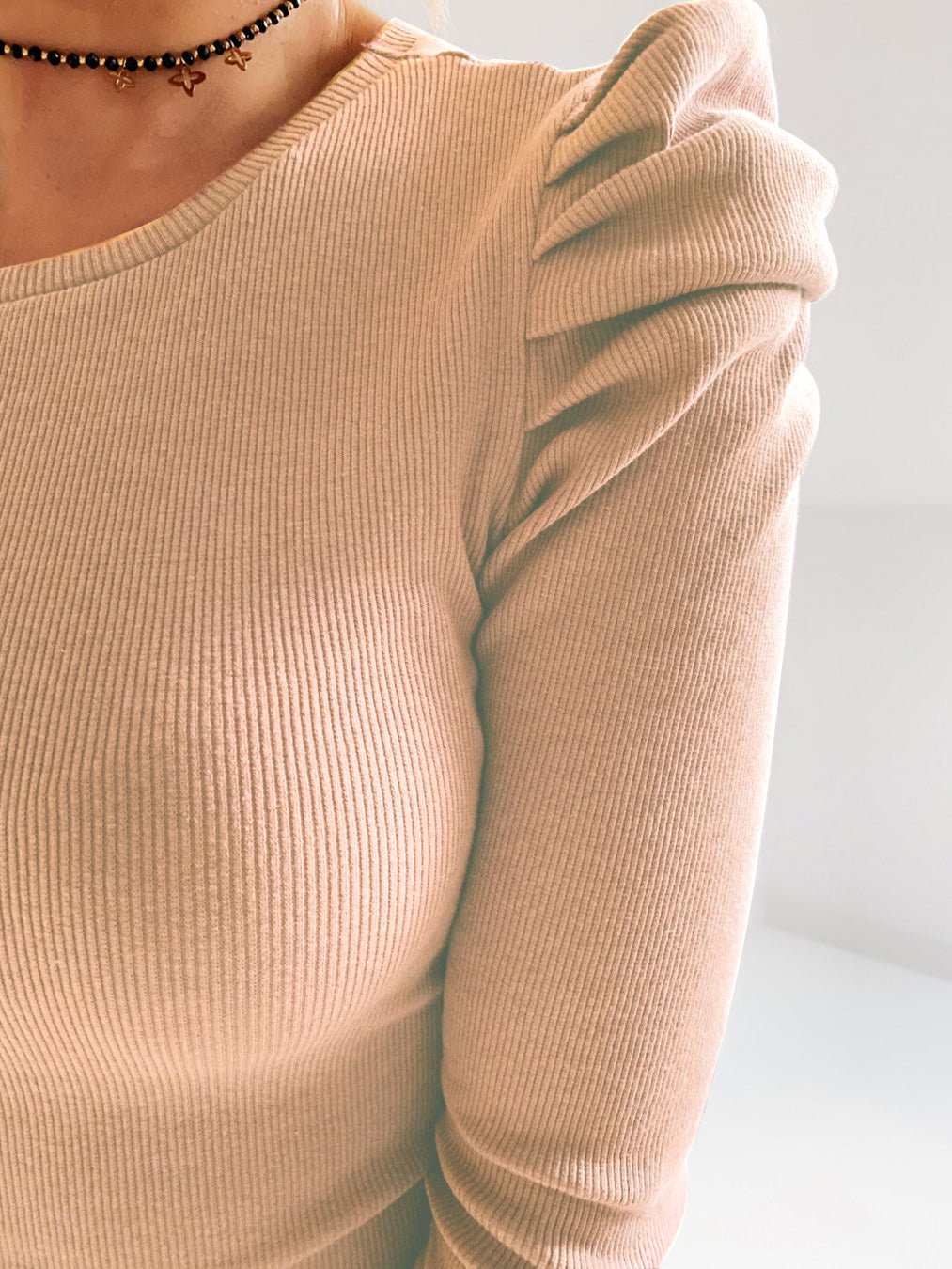 T-Shirts - Solid Long Sleeve Slim Knit T-Shirt - MsDressly