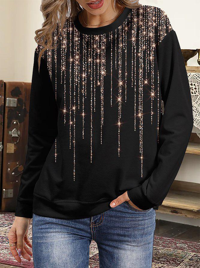Starry Round Neck Long Sleeve T-Shirt