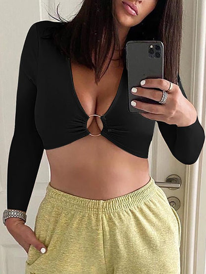 Tops Sexy Cutout Ring Long Sleeve Tank Top
