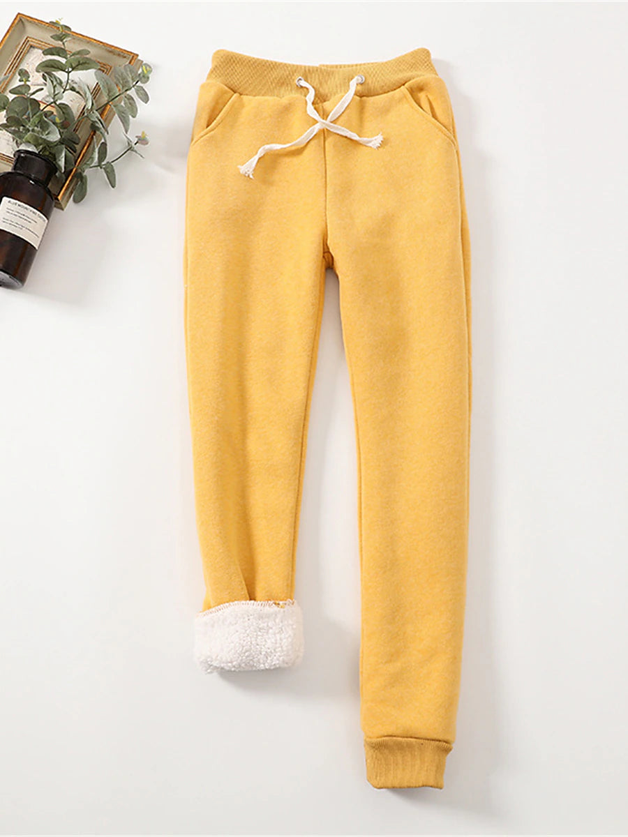 Women's Fleece Pants Fleece Plain Light Gray Dark Grey Active High Waist Full Length Outdoor Street Fall Winter