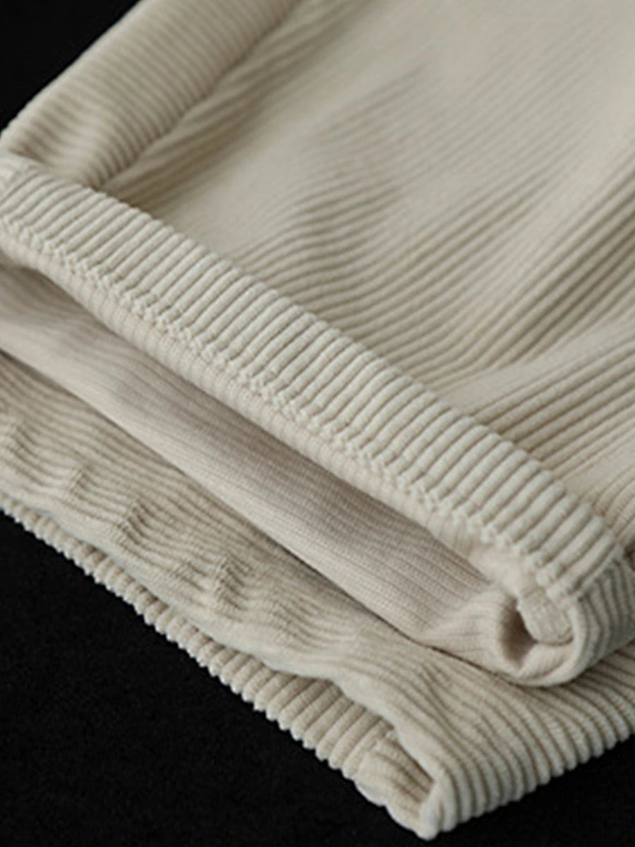 Women's Pants Trousers Corduroy Plain Black Pink Fashion High Waist Full Length Street Daily Fall Winter